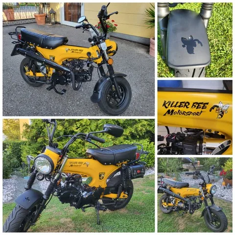 Gelbes Motorrad mit individueller Markenfolierung
